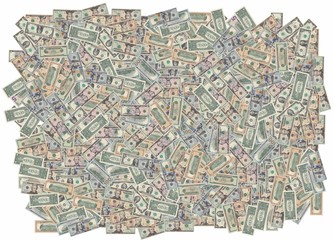 Pattern - a solid carpet - from banknotes of various face values of the American currency - US dollars (USD)