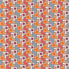 Repeated creative puzzle mosaic abstract background. Seamless surface pattern design with simple geometric ornament