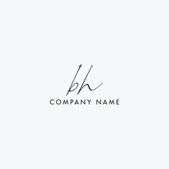 B H Initial handwriting logo vector