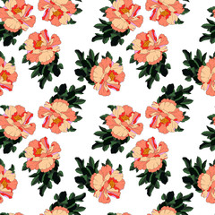 seamless pattern with flowers pions in bright colors