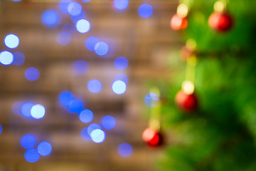 Bright blurred christmas background. Christmas tree lights christmas