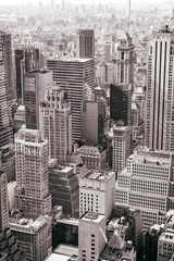 Fototapeta na wymiar Aerial view of New York City midtown skyline in black and white