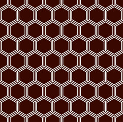 Honeycomb grid background. Outline repeated hexagon wallpaper. Seamless surface pattern with classic geometric ornament.