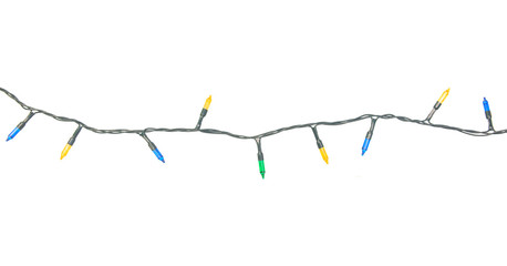 String of Christmas lights isolated on white background With clipping path.