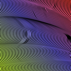 Abstract acid color wavy background, optical art, opart striped. Neon gradient