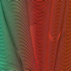 Abstract acid color wavy background, optical art, opart striped. Neon gradient