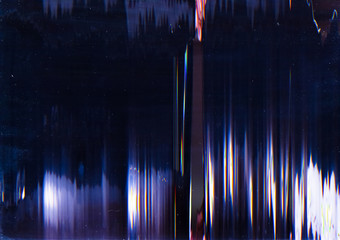 Video damage. Transmission error. Blue glowing lines vibration static noise.