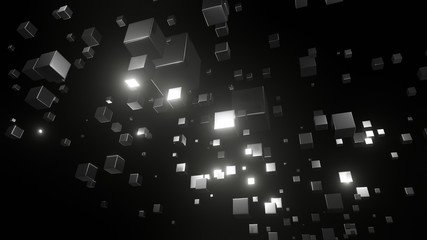 abstract background with many of black cube type floating up in the air  - obrazy, fototapety, plakaty