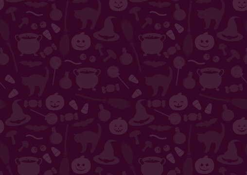 Halloween pattern. Holiday related objects. Witches accessory set. Trick or treat wallpaper. Kids background
