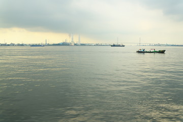 Aichi,Japan-September 11,2019: Nagoya Port, Japan, in the summer morning