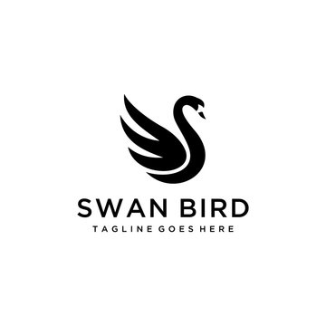 Simple luxury swan logo design template illustration