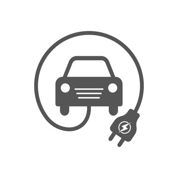 Electrocar. Simple Related Vector Icon for Video, Mobile Apps, Web Sites, Print Projects and Your Design. Black Flat Illustration on White Background. EPS 10.