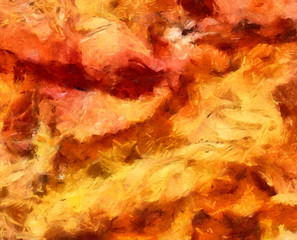 Obraz na płótnie Canvas Detailed close-up grunge clouds abstract background. Dry brush strokes hand drawn oil painting on canvas texture. Creative simple pattern for graphic work, web design or wallpaper. Chaotic splashes.