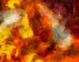 Naklejka na ściany i meble Detailed close-up grunge clouds abstract background. Dry brush strokes hand drawn oil painting on canvas texture. Creative simple pattern for graphic work, web design or wallpaper. Chaotic splashes.