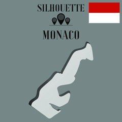 Monaco outline globe world map, contour silhouette vector illustration, design isolated on background, national country flag, objects, element, symbol from countries set