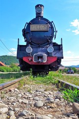 an old steam locomotive in Sovata city - Romania 22.Aug.2019