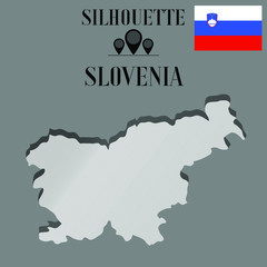 Obraz premium Słowenia zarys mapy świata świata, ilustracja kontur sylwetka wektor, projekt na białym tle na tle, flaga kraju narodowego, obiekty, element, symbol z zestawu krajów