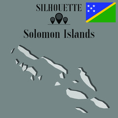 Solomon Islands  outline globe world map, contour silhouette vector illustration, design isolated on background, national country flag, objects, element, symbol from countries set