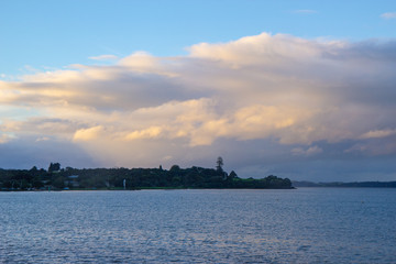 Beautiful sunset over the Pacific ocean, New Zealand