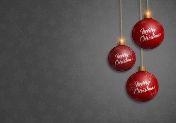 Merry christmas balls greeting card design background with copyspace. Xmas Collection Concept.