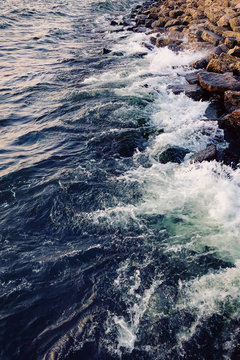 Sea waves hitting sea shore