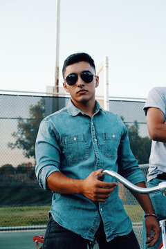Young man with bicycle