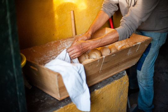 Man baking bread