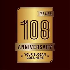 108 years anniversary design template. One hundred and eight years celebration logo. Vector and illustration.