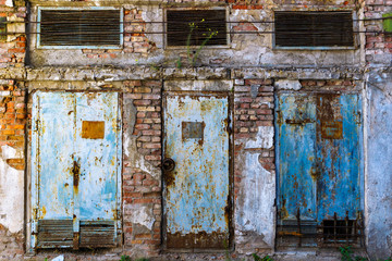 Retro building with old doors.