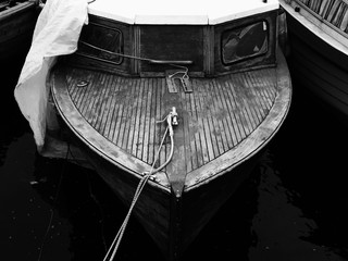 Parked wooden boat