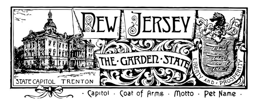 The State Banner Of New Jersey The Garden State Vintage Illustration