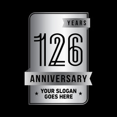 126 years anniversary design template. One hundred and twenty-six years celebration logo. Vector and illustration.