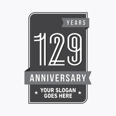 129 years anniversary design template. One hundred and twenty-nine years celebration logo. Vector and illustration.