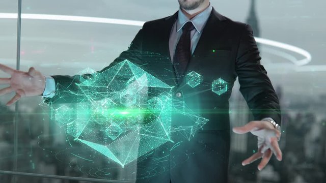Businessman with 4G hologram concept