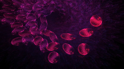 Purple crystal spheres abstract background