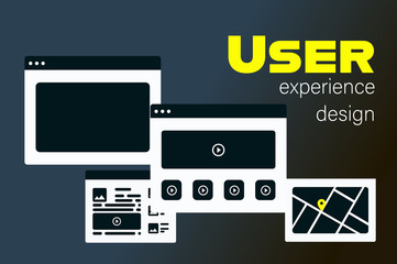 Vector illustration of flat concept responsive web design prototype in computer