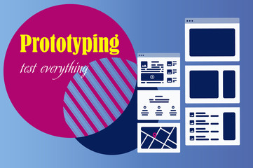 Vector illustration of flat concept responsive web design prototype in computer