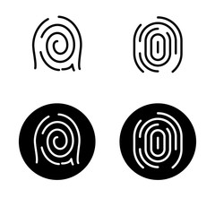 Set of fingerprint vector illustration with simple black and white design. Fingerprint icon