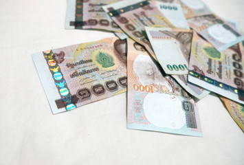 Background with money thai thousand baht bills