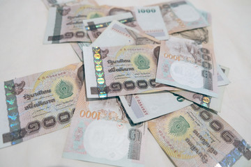 Background with money thai thousand baht bills