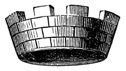 Mural Crown vintage engraving. © Morphart