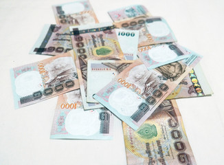 Background with money thai thousand baht bills