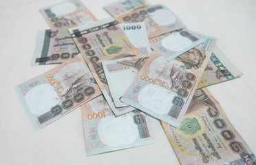 Background with money thai thousand baht bills