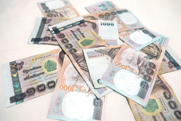 Background with money thai thousand baht bills