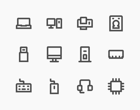 Computer icons set bold line style design. Simple and clean. Editable vector. Easy to change color and size. You can use the icons for website, presentation slide, app, etc.