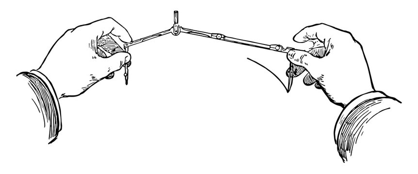 Use of Lengthening Bar parallel lines and vertical vintage engraving.