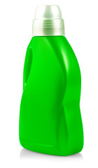 Green  plastic bottle isolated on white background