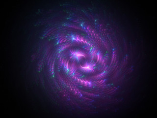 Spiral vortex neon particles glowing background