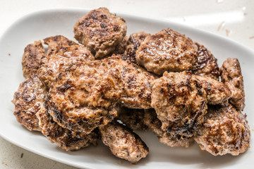 Turkish Meatballs Kofte / Kofta in Plate Ready to Serve and Eat.