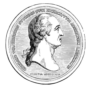 Washington Congressional Gold Medal Front Vintage Illustration.